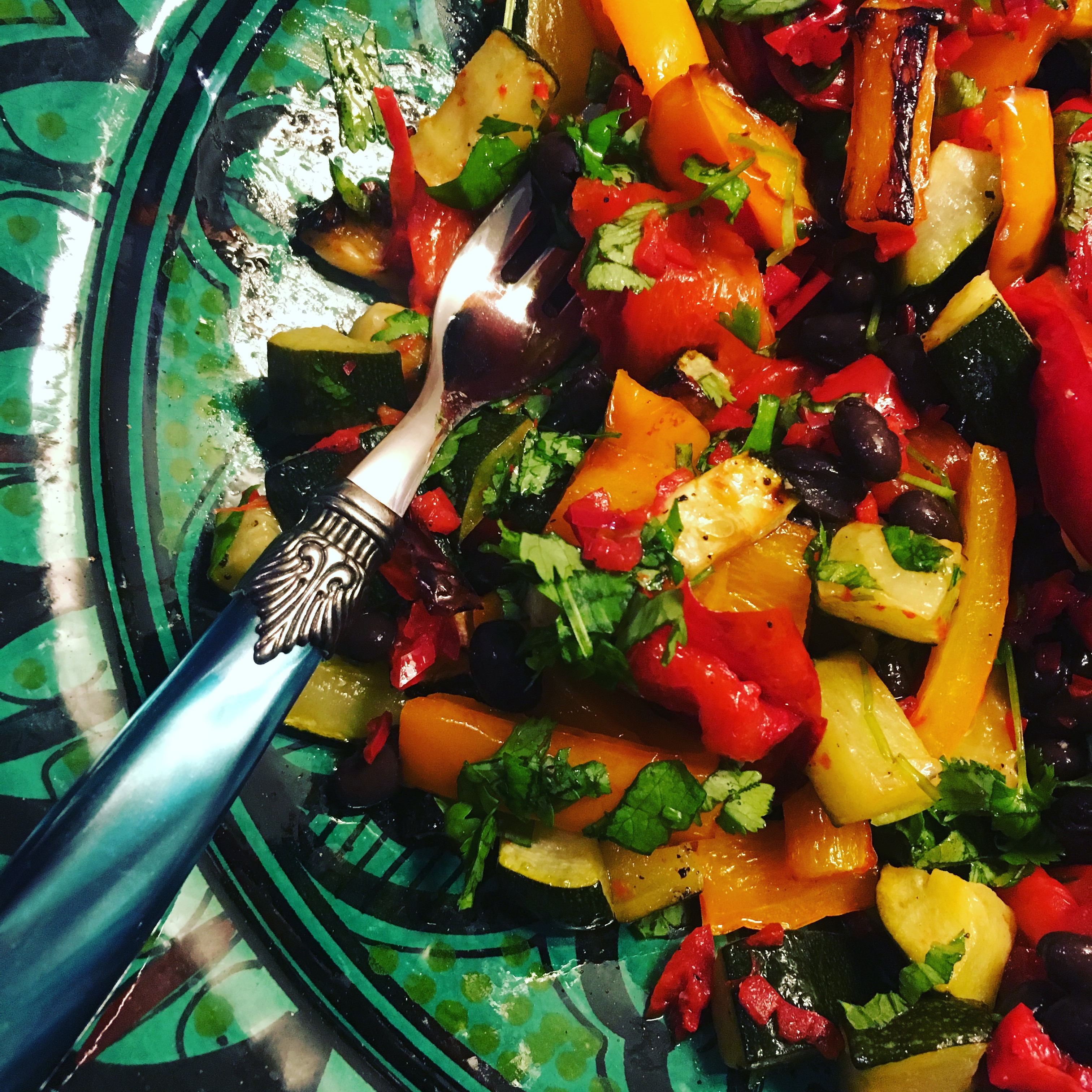 Spicy Black Bean, Feta & Roasted Vegetable Salad Sustarian Polenta with Grilled Vegetables | Grilled veggies, Grilled