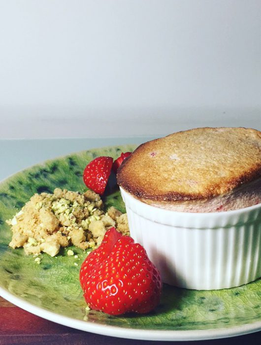 Strawberry Soufflé with Pistachio